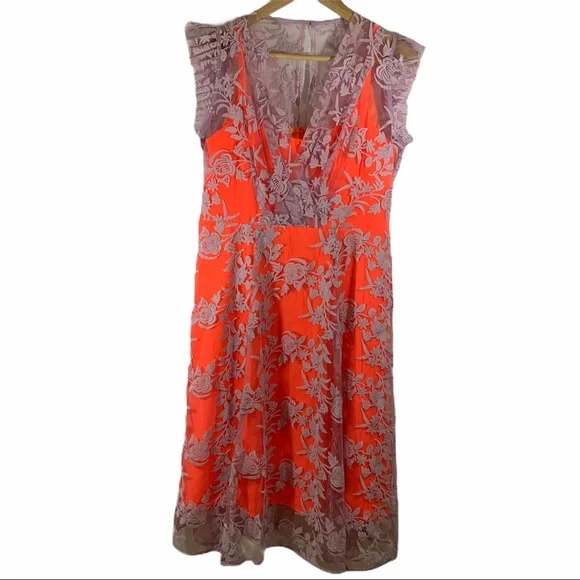 Nanette Lepore | Dresses | Nanette Lepore Lace Dress Over Neon Slip |  Poshmark